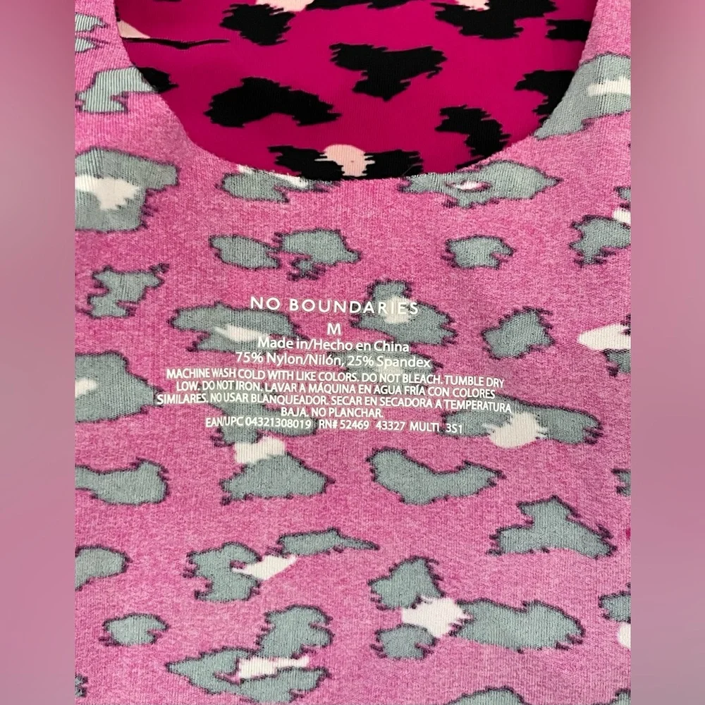Rare No Boundaries Pink Cheetah Leopard Animal Print Sports Bra Size Medium - Picture 8 of 9
